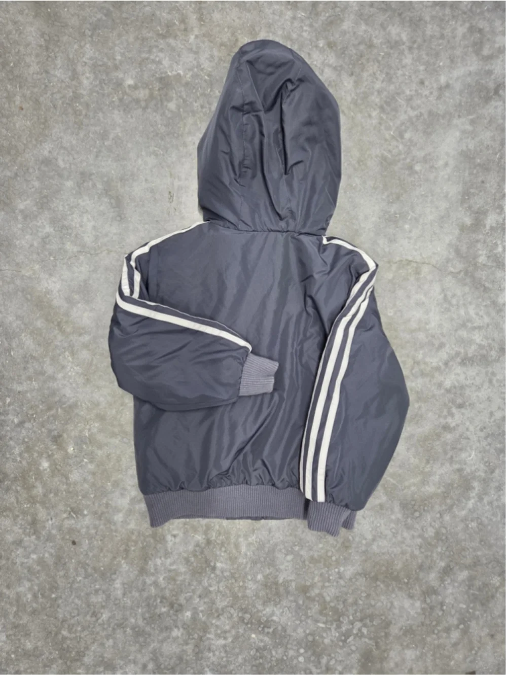 Adidas Gray Size XS Hooded Kids Bomber Jacket Snow Outerwear Winter